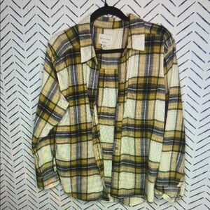 Yellow and Gray Plaid Shirt